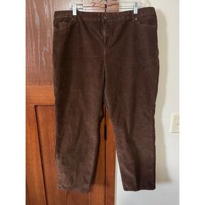 Coldwater Creek Brown Corduroy Pants Womens 18P Petite Straight Leg Five Pocket